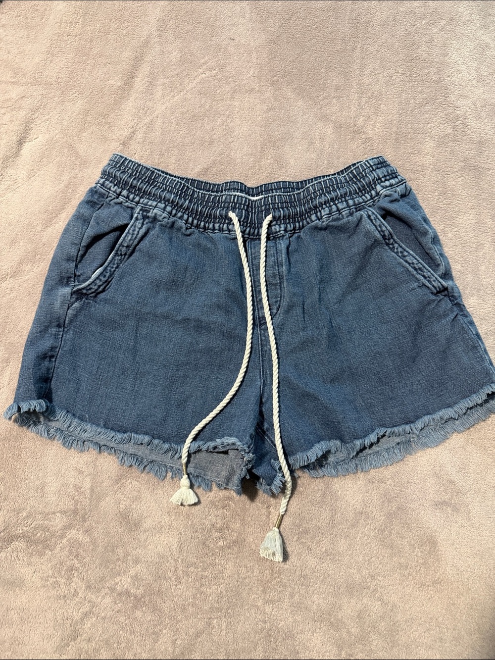 LOFT Blue Denim-Style Drawstring Shorts- Size Medium